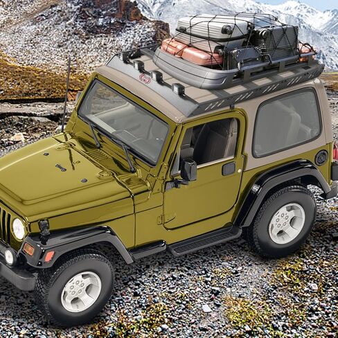 Roof Rack Cargo Basket Compatible with 1997-2006 Jeep Wrangler TJ, Heavy-Duty Roof Rack Crossbars Cargo Basket with 4PCS LED Lights (Hard Top Only) in Kuwait