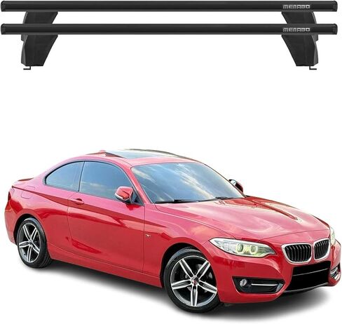 OMAC سقف الرف القضبان المتقاطعة لسيارات BMW 2 Series F22 M2 كوبيه 2014-2021 قابلة للقفل 165 رطل من الألومنيوم الأسود 2 قطعة تناسب حاملات البضائع كاياك كانو الدراجة على الجليد in Saudi Arabia
