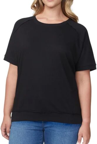 Buffalo David Bitton Women's Effortless Essential Relaxed Fit Short Sleeve Super Soft French Terry Top in Saudi Arabia