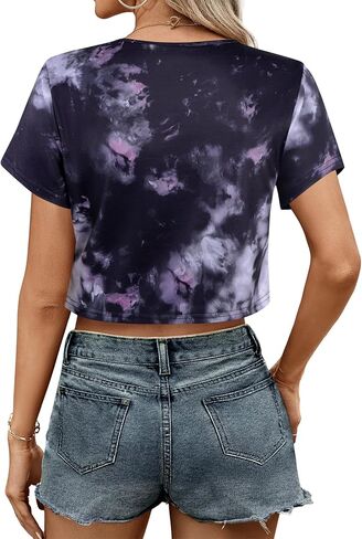 Remidoo Women’s Distressed Crop Top Short Sleeve Cut Out Punk Rock Ripped Cropped T Shirts in Saudi Arabia