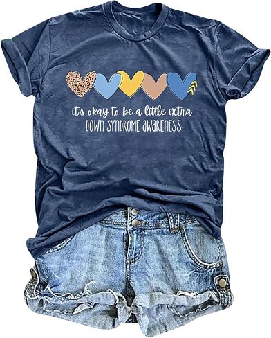 Down Syndrome Awareness Shirts Women World Down Syndrome Day T Shirt Love Heart Graphic Shirt Inspirational Tee Tops in Saudi Arabia