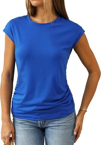 Abardsion المرأة العصرية الخروج بلايز 2025 ملابس الصيف أنيقة كاب كم طاقم الرقبة فضفاضة تناسب تي شيرت in Kuwait