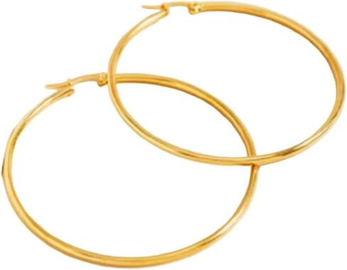 18K Gold PVD 316L Surgical Stainless Steel Round Tube Hoop Earrings – Lightweight Classic Hoops (25mm, 30mm, 40mm) in Saudi Arabia