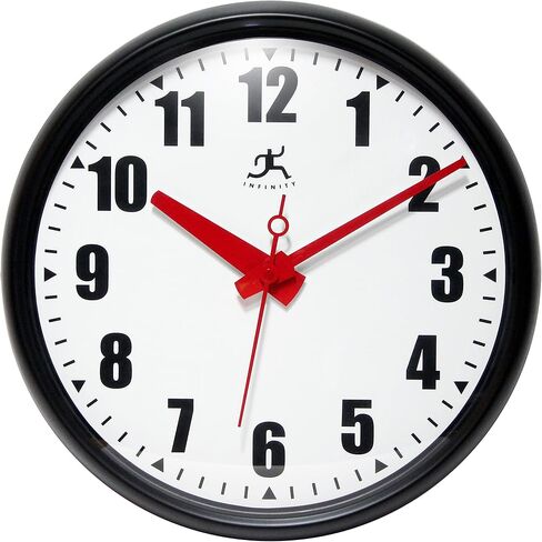 Infinity Instruments 15 inch Impact Round Non-Ticking Silent Battery Operated Easy to Read Clock for Office, Classroom, School, Black in Kuwait