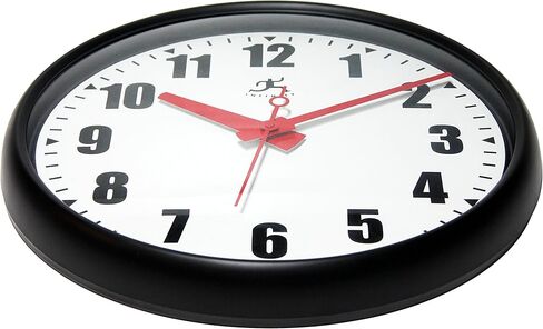 Infinity Instruments 15 inch Impact Round Non-Ticking Silent Battery Operated Easy to Read Clock for Office, Classroom, School, Black in Kuwait