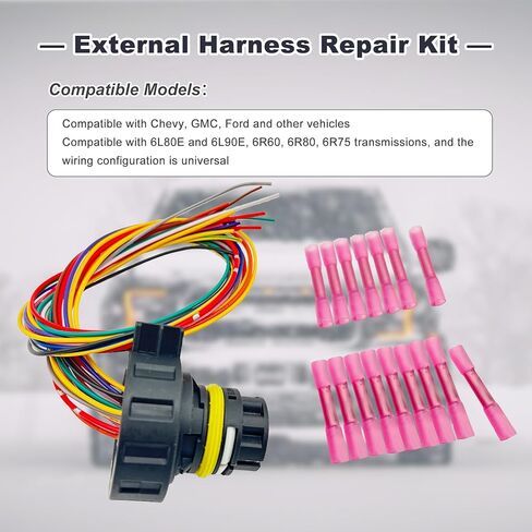 External Harness Repair Kit Fits for Chevy GMC 6L80E 6L90E Transmission 6R60 6R80 6R75 Automatic Transmission Wiring Plug in Connector TCM T43 Harness Pigtail Repair Replace 1292813 350-0168 in Kuwait