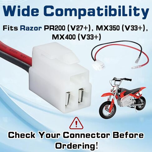 2 Sets Battery Wire Harness Kit for Razor MX350 MX400 PR200-14GA Pure Copper Wire, 3 Hole Plug, Plug & Play Installation - Compatible with MX350 MX400 V33+, PR200 v27+, Pocket Mod/Rocket V45+ in Kuwait