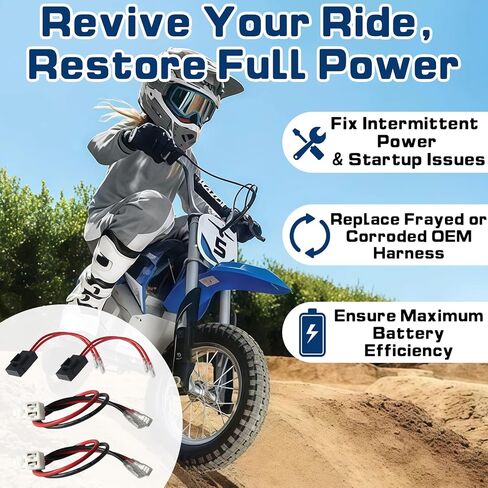 2 Sets Battery Wire Harness Kit for Razor MX350 MX400 PR200-14GA Pure Copper Wire, 3 Hole Plug, Plug & Play Installation - Compatible with MX350 MX400 V33+, PR200 v27+, Pocket Mod/Rocket V45+ in Kuwait