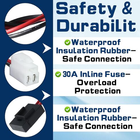 2 Sets Battery Wire Harness Kit for Razor MX350 MX400 PR200-14GA Pure Copper Wire, 3 Hole Plug, Plug & Play Installation - Compatible with MX350 MX400 V33+, PR200 v27+, Pocket Mod/Rocket V45+ in Kuwait