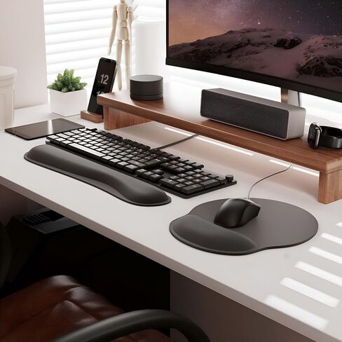 Ergonomic Memory Foam Wrist Rest Set – Non-Slip Mouse Pad & Keyboard Wrist Support with Soft Velvet Cover, Slow Rebound for Office, Gaming & Computer Use in Saudi Arabia