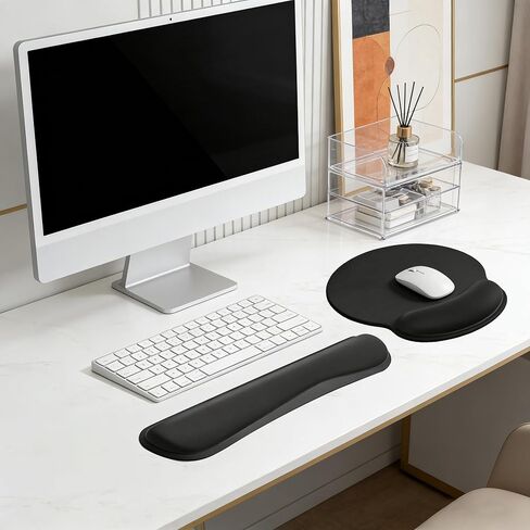 Ergonomic Memory Foam Wrist Rest Set – Non-Slip Mouse Pad & Keyboard Wrist Support with Soft Velvet Cover, Slow Rebound for Office, Gaming & Computer Use in Saudi Arabia