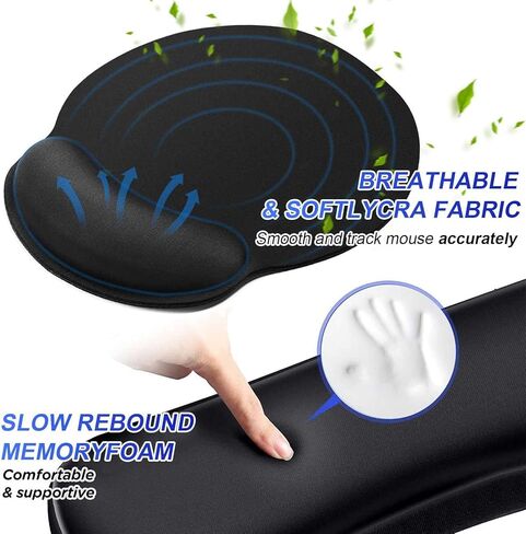 Ergonomic Memory Foam Wrist Rest Set – Non-Slip Mouse Pad & Keyboard Wrist Support with Soft Velvet Cover, Slow Rebound for Office, Gaming & Computer Use in Saudi Arabia