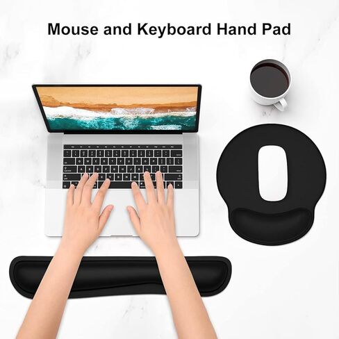 Ergonomic Memory Foam Wrist Rest Set – Non-Slip Mouse Pad & Keyboard Wrist Support with Soft Velvet Cover, Slow Rebound for Office, Gaming & Computer Use in Saudi Arabia