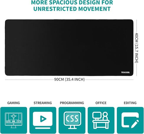 لوحة ماوس ألعاب كبيرة مقاس XXL 35.4 × 15.7 بوصة - لوحة مكتب ممتدة كبيرة الحجم مع قاعدة غير قابلة للانزلاق، لوحة ماوس ذات حواف مخيطة، سطح أملس للوحة المفاتيح والماوس والمكتب والألعاب والعمل in Kuwait