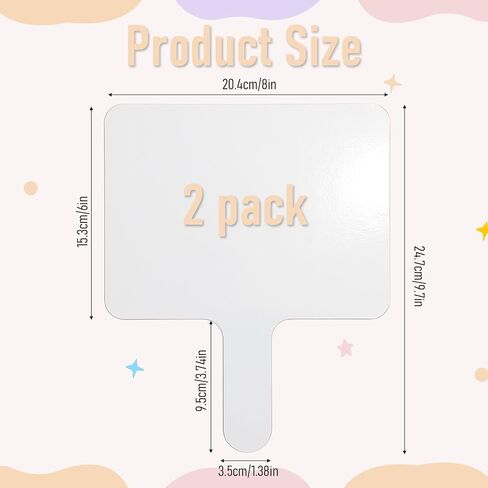 2PCS Dry Erase Answer Paddles with Handle, Handheld Double Sided Dry Erase Signs Mini White Boards Quick Response Board for Teaching Office Meeting Games Supplies in Kuwait