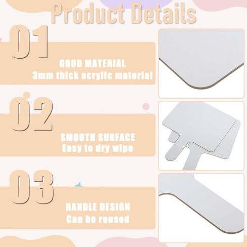 2PCS Dry Erase Answer Paddles with Handle, Handheld Double Sided Dry Erase Signs Mini White Boards Quick Response Board for Teaching Office Meeting Games Supplies in Kuwait