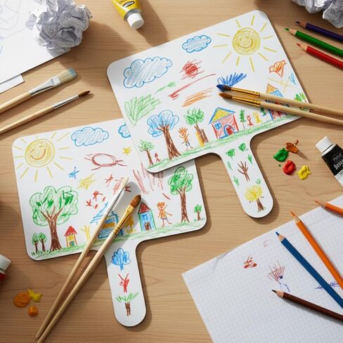 2PCS Dry Erase Answer Paddles with Handle, Handheld Double Sided Dry Erase Signs Mini White Boards Quick Response Board for Teaching Office Meeting Games Supplies in Kuwait