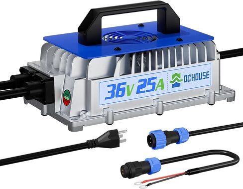 DC HOUSE 18 Amp 48V Golf Carts Battery Charger, 48V Lithium Battery Charger 900W Aluminum Alloy Shell Waterproof Anti-Fall with Cooling Fan, Suitable for Golf Cart/Forklift/Ship in Kuwait