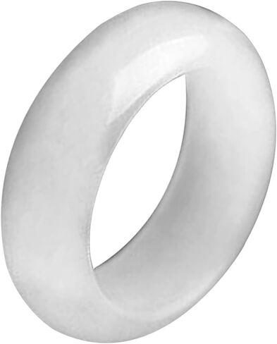 Natural Genuine White Jade Eternity Ring Chinese Good Luck Energy Rings for Women Men Trendy Jewelry (Size : 8) in Kuwait