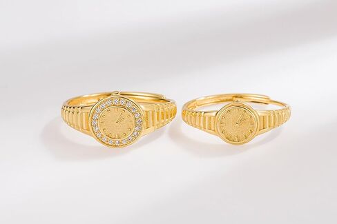 مجموعة خواتم فريدة من نوعها للأزواج مطلية بالذهب عيار 18 قيراط للرجال والنساء، مجموعة مويسانيتي تشيكوسلوفاكيا مطابقة لخواتم الوعد مقاس قابل للتعديل مجوهرات الزفاف المصنوعة يدويًا (قطعتان) in Kuwait