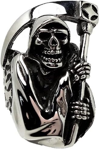 Skull Ring, Gothic Skull Sickle Ring for Men, Norse Viking Skull Head Ring Halloween Skull Jewelry, Stainless Steel Skull Sickle Skeleton Ring Hip Hop Skull Band Ring Punk Skull Ring for mens in Saudi Arabia