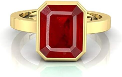 Natural Burma Ruby Gemstone 8.85 Carat Gold Pated birthstone Ring rectangle shape/stone ring/promise ring/gift ring for Men Or Women's in Saudi Arabia