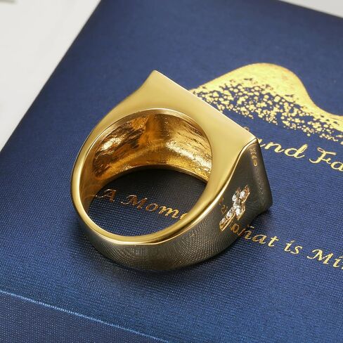 NEGS 18K Gold Plated Lord's Supper Stainless Steel Ring For Men, The Last Supper Jesus with His Disciples Christian Cross Prayer Jewelry Gift in Kuwait