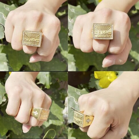 NEGS 18K Gold Plated Lord's Supper Stainless Steel Ring For Men, The Last Supper Jesus with His Disciples Christian Cross Prayer Jewelry Gift in Kuwait