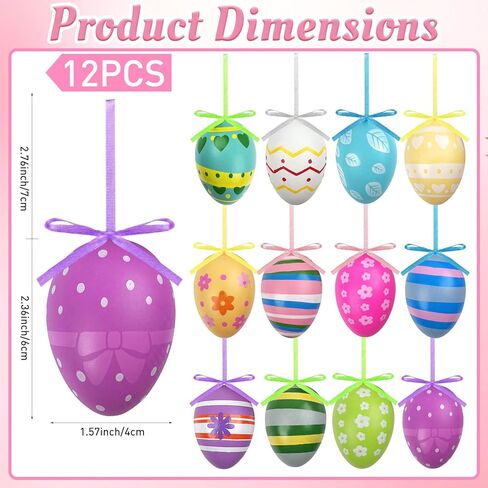 24Pcs Easter Tree Ornaments Easter Hanging Eggs Ornaments Colorful Plastic Bunny Hanging Decorations for Home Schoo Spring Party Rabbit Decor in Kuwait