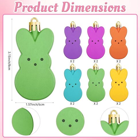24Pcs Easter Tree Ornaments Easter Hanging Eggs Ornaments Colorful Plastic Bunny Hanging Decorations for Home Schoo Spring Party Rabbit Decor in Kuwait