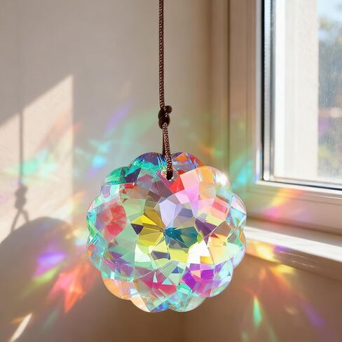 2 PCS Crystal Prisms Hanging Ornament,for Window Light Catcher - Colorful Sun Catcher Pendant for Home and Car Decor (12X2.8X1.5cm) in Saudi Arabia