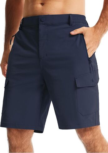 Libin Men's Hiking Cargo Shorts with Zipper Pockets 9" Lightweight Quick Dry Casual Shorts for Men Golf Work Fishing in Kuwait