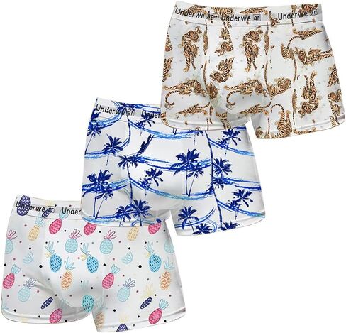 ملابس داخلية بوكسر للرجال من مثير كود 1701 مع طباعة نمطية، سراويل داخلية ناعمة ومريحة للرجال، عبوة من 3 قطع in Kuwait