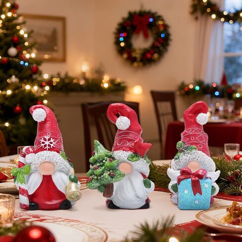 Hodao 3 مجموعة من تماثيل عيد الميلاد المبهجة لعيد الميلاد الاسكندنافية Tomte Gnomes تماثيل زينة عيد الميلاد للمنزل والشتاء وديكور العطلات وهدايا عيد الميلاد المصنوعة يدويًا للنساء in Kuwait
