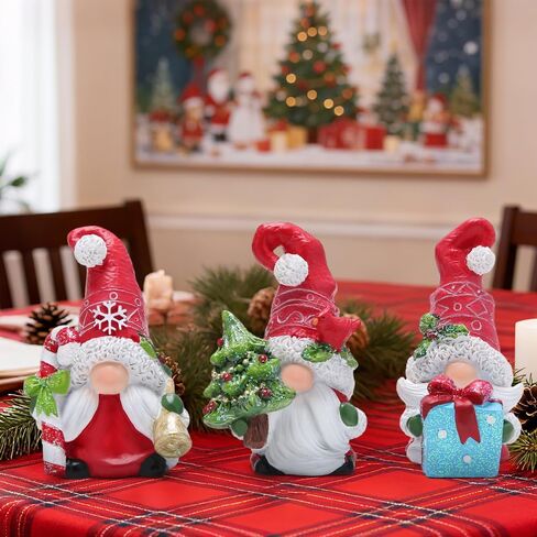 Hodao 3 مجموعة من تماثيل عيد الميلاد المبهجة لعيد الميلاد الاسكندنافية Tomte Gnomes تماثيل زينة عيد الميلاد للمنزل والشتاء وديكور العطلات وهدايا عيد الميلاد المصنوعة يدويًا للنساء in Kuwait