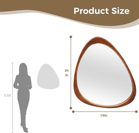 24x19 Inch Asymmetrical Mirror, Full Length Irregular Wall Mirror, Boho Decor for Bedroom, Mid Century Modern Floor Mirror for Living Room, Entryway and Hallway Decor in Kuwait