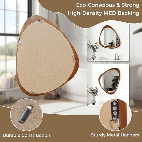 24x19 Inch Asymmetrical Mirror, Full Length Irregular Wall Mirror, Boho Decor for Bedroom, Mid Century Modern Floor Mirror for Living Room, Entryway and Hallway Decor in Kuwait