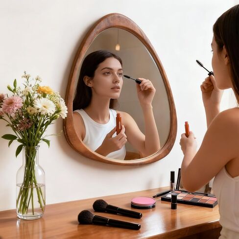 24x19 Inch Asymmetrical Mirror, Full Length Irregular Wall Mirror, Boho Decor for Bedroom, Mid Century Modern Floor Mirror for Living Room, Entryway and Hallway Decor in Kuwait