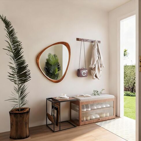 24x19 Inch Asymmetrical Mirror, Full Length Irregular Wall Mirror, Boho Decor for Bedroom, Mid Century Modern Floor Mirror for Living Room, Entryway and Hallway Decor in Kuwait