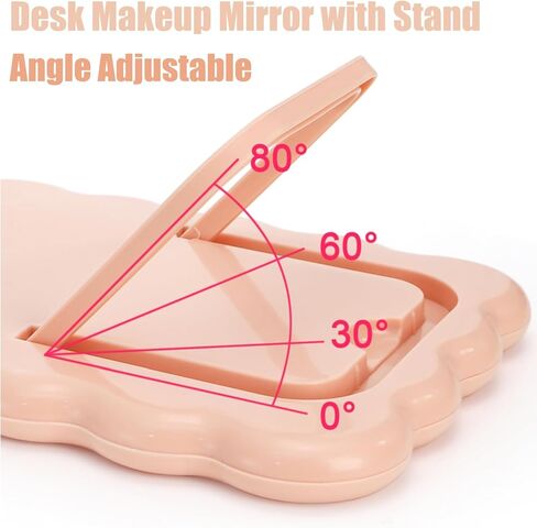 4 Pack Table Vanity Makeup Mirror, Wave Shaped Desk Mirror with Stand, Small Portable Folding Mirrors, Tabletop Adjustable Travel Mirrors, Hanging Bathroom for Shaving, 4 Colors, 6.7" × 5.2" in Kuwait