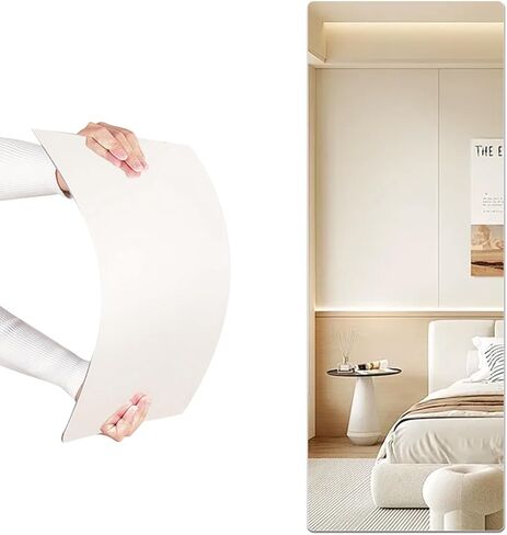 مرآة لكامل الجسم من الأكريليك - مرآة حائط مقاومة للكسر ذاتية اللصق، رفيعة للغاية 0.06 بوصة وخفيفة الوزن للصالة الرياضية المنزلية وغرفة النوم وباب الخزانة - سهلة التركيب بدون إطار (1، مستطيلة، 20 بوصة عرض × 57 بوصة طول) in Kuwait