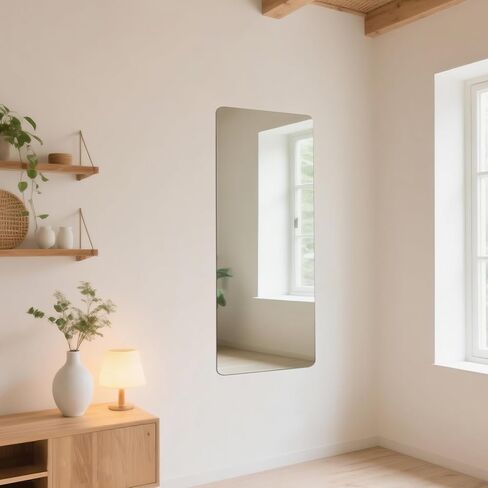 مرآة لكامل الجسم من الأكريليك - مرآة حائط مقاومة للكسر ذاتية اللصق، رفيعة للغاية 0.06 بوصة وخفيفة الوزن للصالة الرياضية المنزلية وغرفة النوم وباب الخزانة - سهلة التركيب بدون إطار (1، مستطيلة، 20 بوصة عرض × 57 بوصة طول) in Kuwait