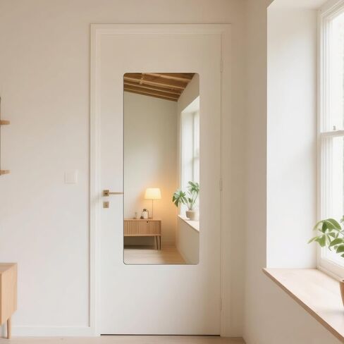 مرآة لكامل الجسم من الأكريليك - مرآة حائط مقاومة للكسر ذاتية اللصق، رفيعة للغاية 0.06 بوصة وخفيفة الوزن للصالة الرياضية المنزلية وغرفة النوم وباب الخزانة - سهلة التركيب بدون إطار (1، مستطيلة، 20 بوصة عرض × 57 بوصة طول) in Kuwait