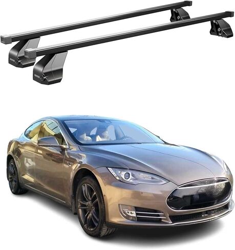 OMAC Roof Rack Cross Bars for Tesla Model S 2012-2017 Lockable 165Lbs Steel Black 2Pcs fits Cargo Carriers Kayak Canoe Bike Snowboard in Saudi Arabia