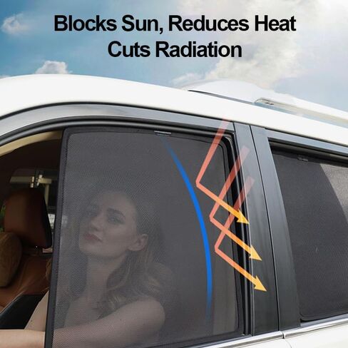 4PCS Car Window Shades, Block Light Car Window Covers Privacy Curtains for Breastfeeding, Taking a nap, Changing Clothes, Sun Protection, Road Trips & Rest, Black in Saudi Arabia