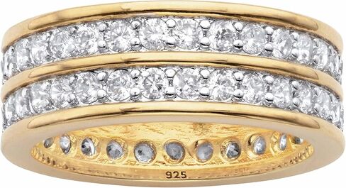 2.05 TCW Round Cubic Zirconia 14k Gold over Sterling Silver Double Row Gender Neutral Eternity Ring in Saudi Arabia