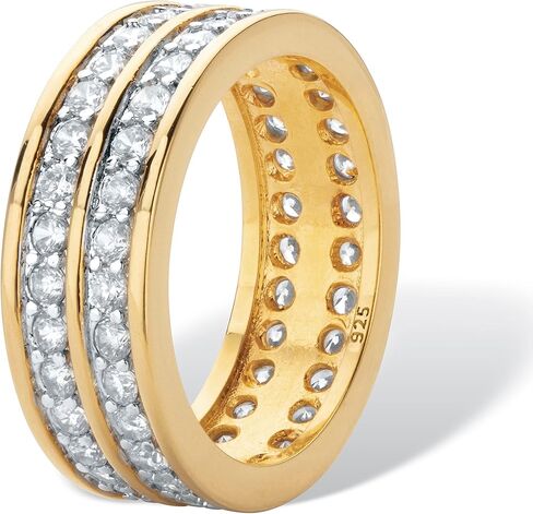 2.05 TCW Round Cubic Zirconia 14k Gold over Sterling Silver Double Row Gender Neutral Eternity Ring in Saudi Arabia
