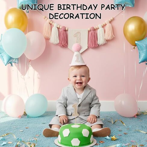 3 قطع كرسي مرتفع لعيد الميلاد الأول للفتيات، مجموعة لافتة كرسي مرتفع لعيد الميلاد الأول، قبعة عيد الميلاد الأول، قبعة عيد ميلاد واحدة، ديكور حفلات وردي مع قبعة وراية، دعامة التقاط الصور للفتيات in Kuwait