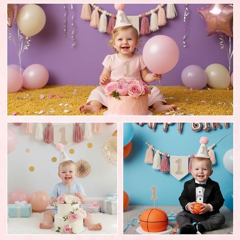 3 قطع كرسي مرتفع لعيد الميلاد الأول للفتيات، مجموعة لافتة كرسي مرتفع لعيد الميلاد الأول، قبعة عيد الميلاد الأول، قبعة عيد ميلاد واحدة، ديكور حفلات وردي مع قبعة وراية، دعامة التقاط الصور للفتيات in Kuwait