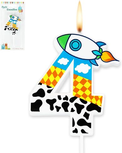 Cartoon Story Birthday Candle Blue Sky White Cloud Rocket Candle Toy Theme Birthday Party Supplies (Number 2) in Saudi Arabia